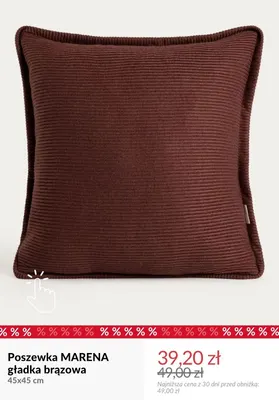 Poszewka Marena gładka brązowa 45x45 cm promocja w Homla