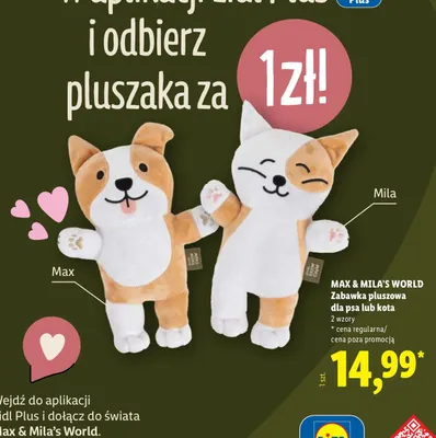 Zabawka pluszowa dla psa lub kota Max Max & Mila's World promocja w Lidl