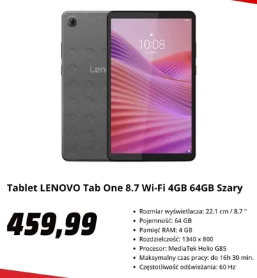 Tablet LENOVO Tab One 8,7 promocja w Media Markt