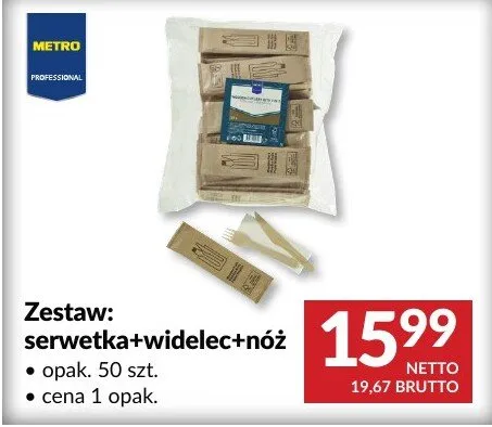 Zestaw: serwetka+widelec+nóż promocja w Makro
