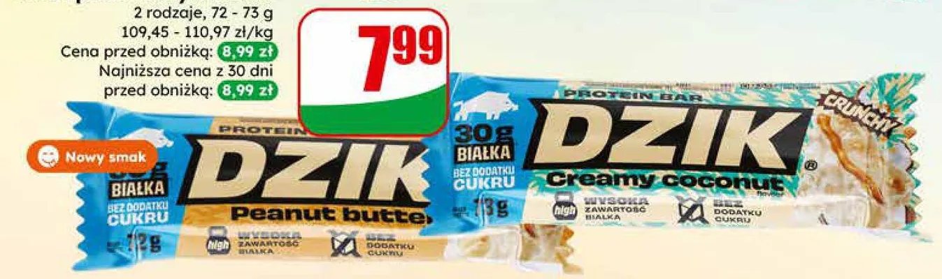 Baton proteinowy Creamy coconut Wk Dzik promocja w Dino