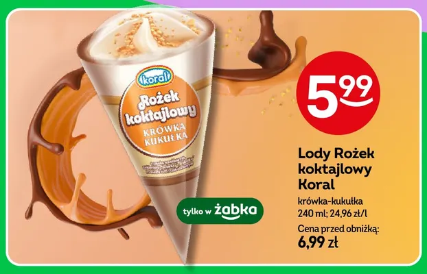 Lody Rożek koktajlowy krówka-kukułka promocja w Żabka