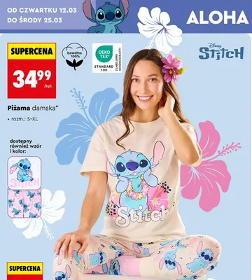 Piżama damska Stitch promocja w Biedronka