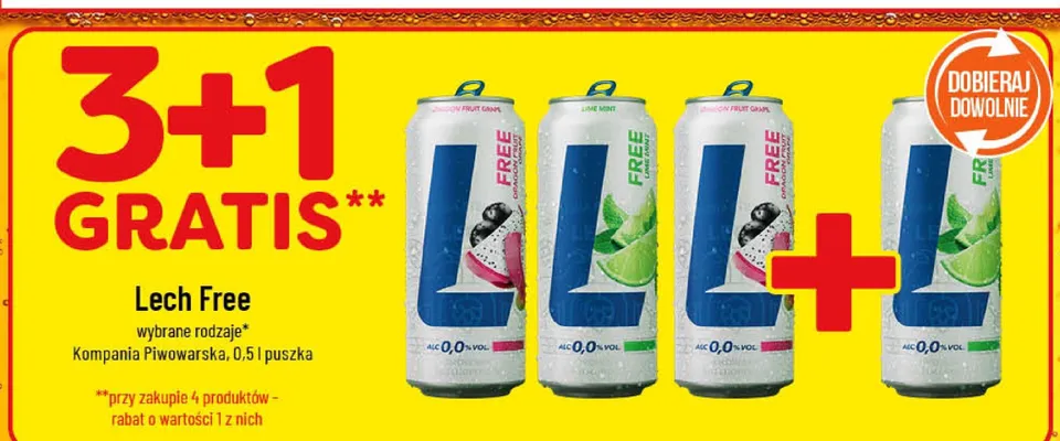 Piwo bezalkoholowe Lech Free wybrane rodzaje promocja w POLOmarket