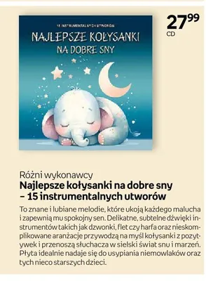 Płyta CD Różni wykonawcy Najlepsze kołysanki na dobre sny - 15 instrumentalnych utworów promocja w Empik