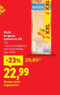 Ser gouda w plastrach XXL Pilos promocja w Lidl