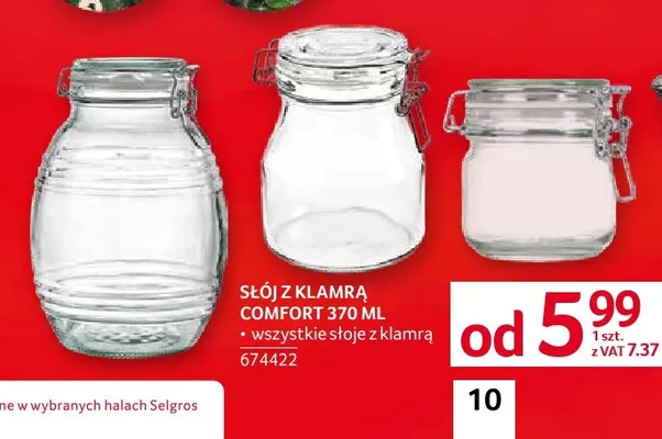 Słój z klamrą Comfort 370 ml promocja w Selgros