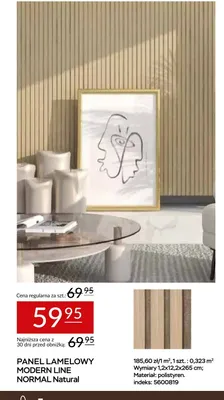 Panel lamelowy modern line normal natural promocja w Abra Meble