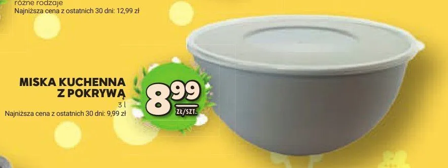 Miska kuchenna z pokrywą 3l promocja w Stokrotka