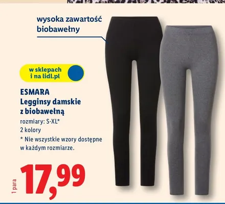 Legginsy damskie z biobawełną Esmara promocja
