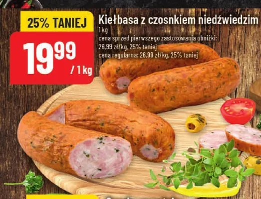 Kiełbasa z czosnkiem niedźwiedzim promocja w POLOmarket