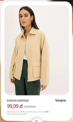 Kurtka oversize Bonprix promocja w bonprix