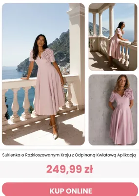 Sukienka o rozkloszowanym kroju z odpinaną kwiatową aplikacją Renee promocja w Renee
