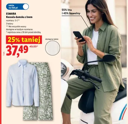 Koszula damska z lnem ESMARA promocja w Lidl