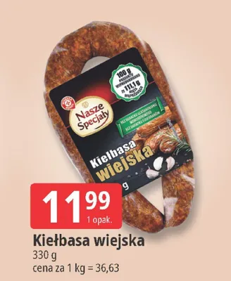 Kiełbasa wiejska promocja w Leclerc