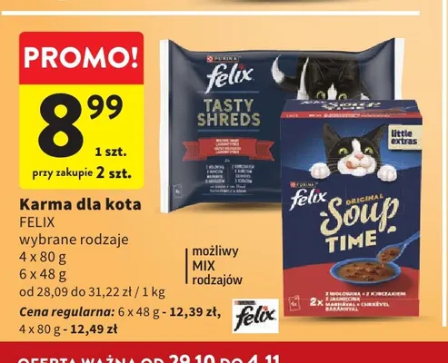 Karma dla kota Felix 4-pak promocja w Intermarche
