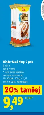 Baton Kinder Maxi King 3-pak promocja w Lidl