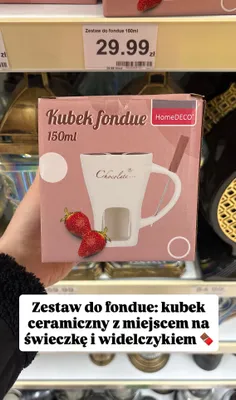 Zestaw do fondue kubek ceramiczny z miejscem na świeczkę i widelczykiem 150 ml promocja w Dino