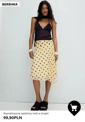 Asymetryczna spódnica midi w kropki Bershka promocja w Bershka