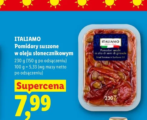 Pomidory suszone w oleju słonecznikowym Italiamo promocja w Lidl