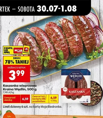 Kaszanka wieprzowa Kraina Wędlin promocja w Biedronka