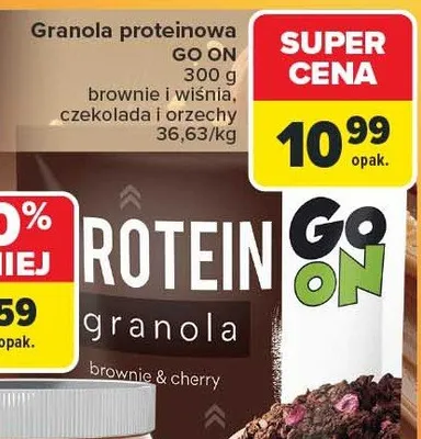 Granola proteinowa brownie i wiśnia, czekolada i orzechy promocja w Carrefour