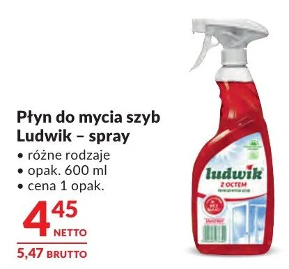 Płyn do mycia szyb Ludwik spray promocja w Makro