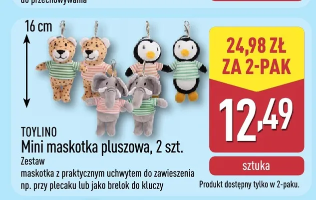 Mini maskotka pluszowa 2-pak Toylino promocja w Aldi