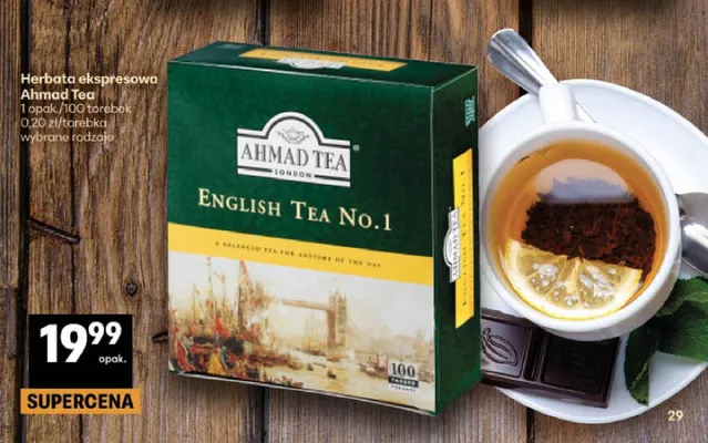 Herbata ekspresowa Ahmad Tea English Tea No.1 100-pak promocja w Delikatesy Centrum