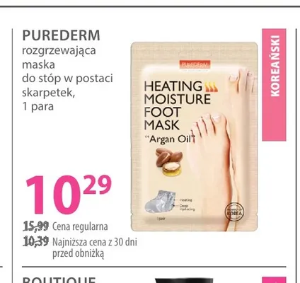 Rozgrzewająca maska do stóp w postaci skarpetek Purederm promocja w Hebe