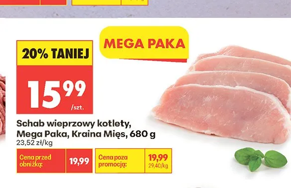 Schab wieprzowy kotlety Mega Paka Kraina Mięs promocja w Biedronka