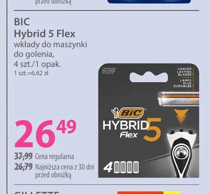 Wkłady do maszynki do golenia BIC Hybrid 5 Flex promocja w Hebe