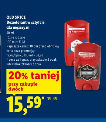 Dezodorant w sztyfcie Old Spice Whitewater dla mężczyzn promocja w Lidl