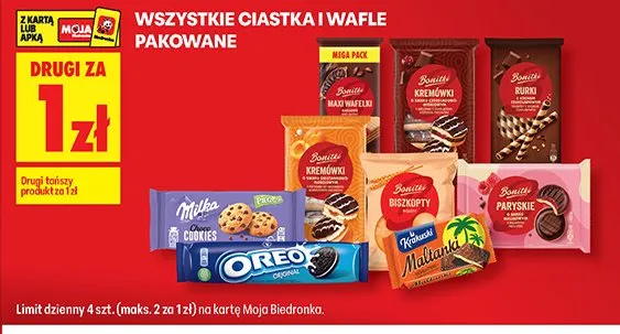 Ciastka i wafle pakowane: Bahlsen, Góralki, Oreo, Milka promocja w Biedronka
