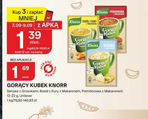 Zupa Gorący Kubek pomidorowa z makaronem Knorr promocja w Chorten