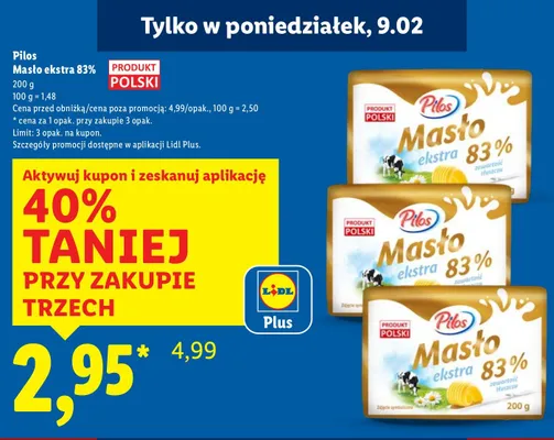 Masło ekstra 83% promocja w Lidl