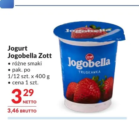 Jogurt Jogobella Zott promocja w Makro