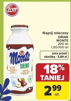Napój mleczny Drink Monte promocja w Carrefour Market