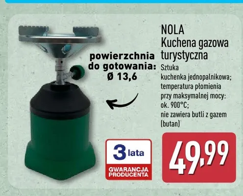 Kuchenka gazowa turystyczna NOLA promocja w Aldi