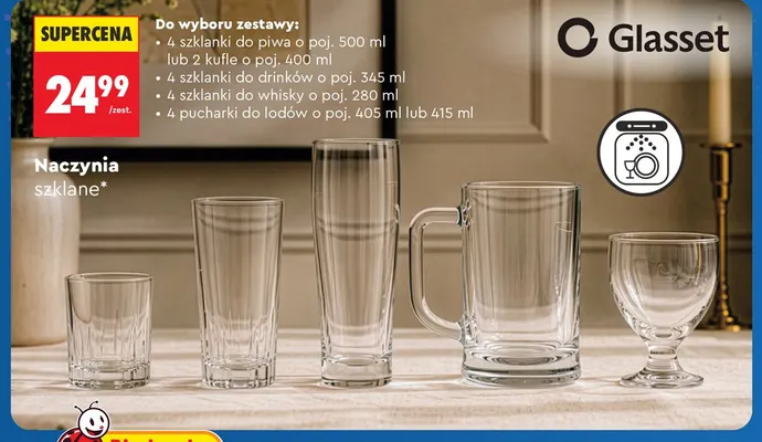 Szklanki do piwa Glasset 4-pak 500 ml promocja w Biedronka