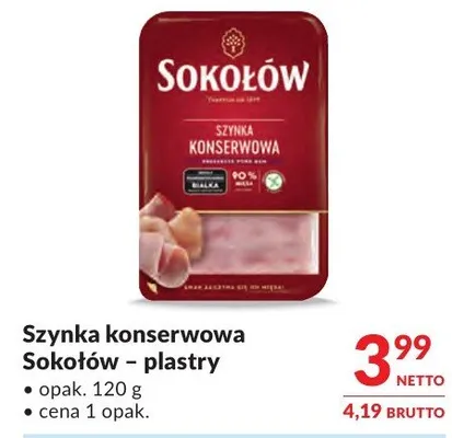 Szynka konserwowa Sokołów - plastry promocja w Makro