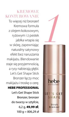 Bronzer do twarzy w sztyfcie Let's Get Shape Stick Bronzer Hebe Professional promocja w Hebe