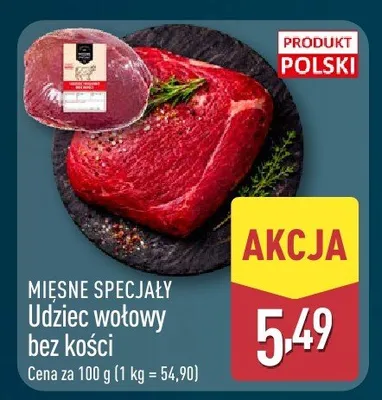 Udziec wołowy bez kości promocja w Aldi