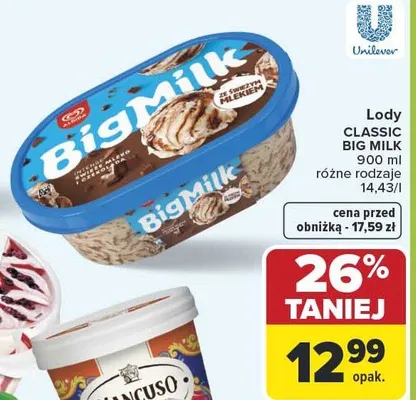 Lody Classic Big Milk promocja w Carrefour