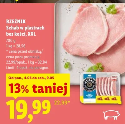 Schab w plastrach bez kości XXL Rzeźnik promocja w Lidl