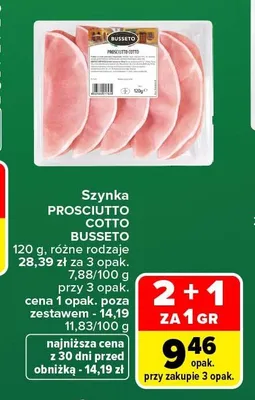 Szynka Prosciutto Cotto Busseto promocja w Carrefour