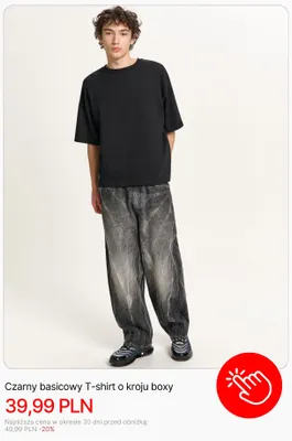 Czarny basicowy T-shirt o kroju boxy Cropp promocja w Cropp