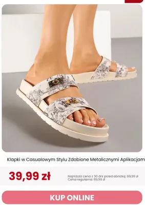 Klapki damskie Renee w casualowym stylu zdobione metalicznymi aplikacjami promocja w Renee