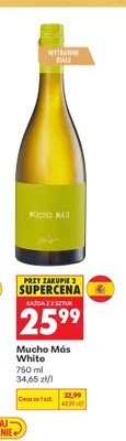 Wino białe Mucho Más White promocja w Biedronka