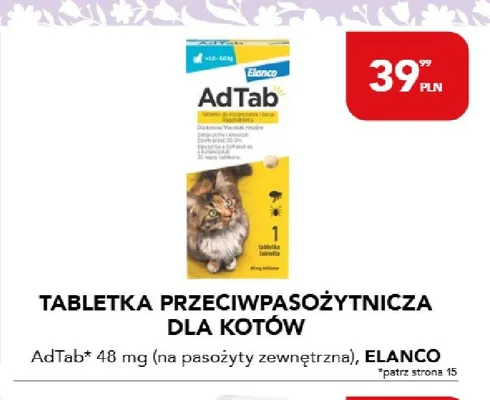 Tabletka przeciwpasożytnicza dla kotów AdTab 48mg promocja w Aquael zoo